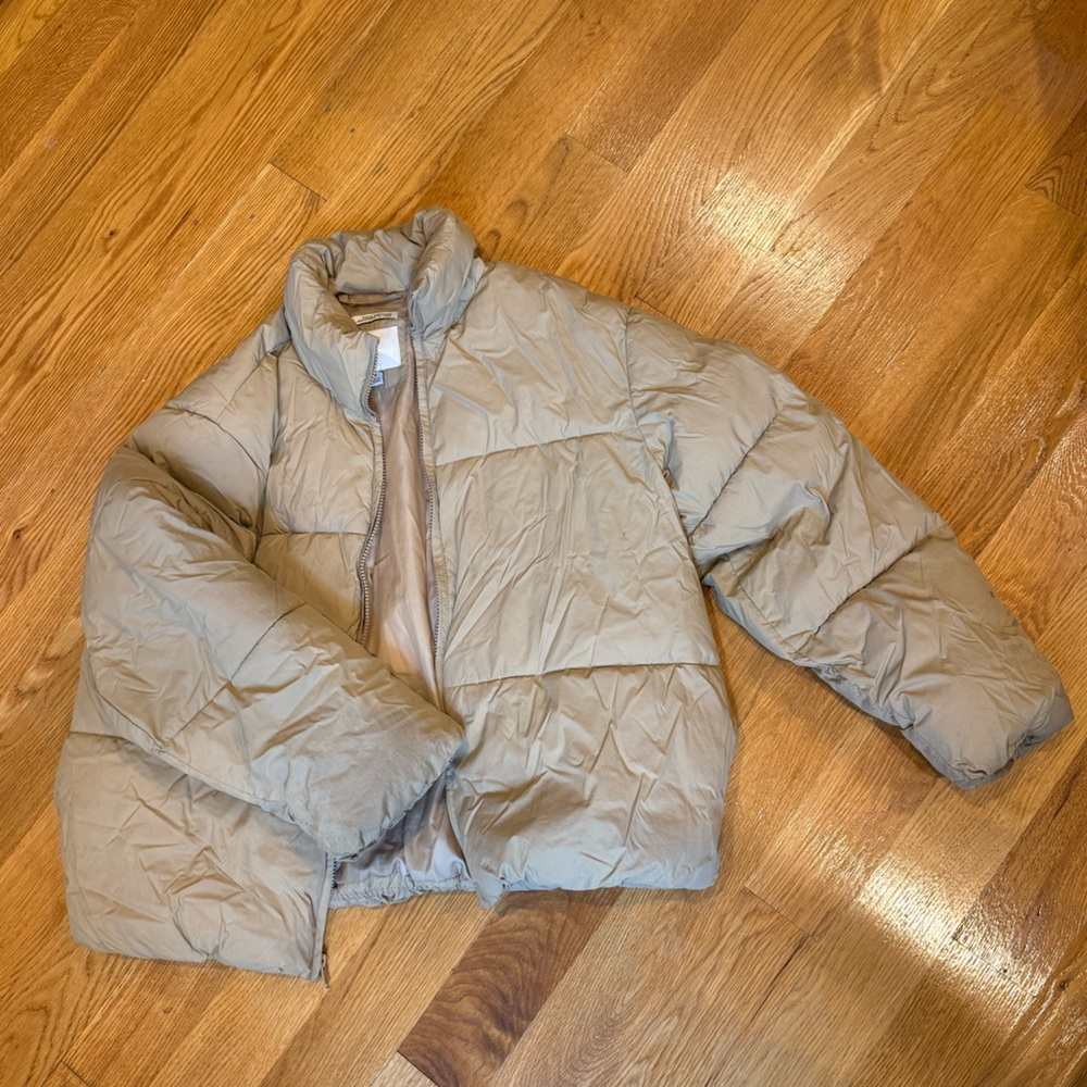 Trendy Tan Puffer Jacket, Water Resistant